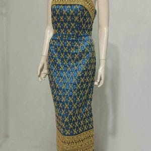 Gorgeous Thai Evening Dress| Thai/Khmer/Laos| Handwoven fabric| Handmade Embroider| Made to Measure| Personalization avail