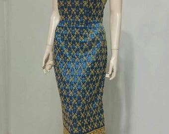 Gorgeous Thai Evening Dress| Thai/Khmer/Laos| Handwoven fabric| Handmade Embroider| Made to Measure| Personalization avail