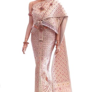 Luxury Thai Chakkri Bridal Dress| Thai/Khmer/Laos| Authentic Brocade Silk| Handmade Embroider| Made to Measure| Personalization avail