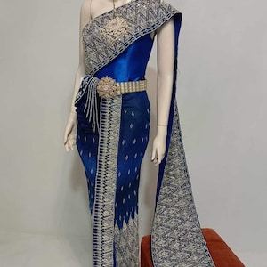 Gorgeous Thai Chakkri Bridal Dress| Thai/Khmer/Laos| Handwoven fabric| Handmade Embroider| Made to Measure| Personalization avail