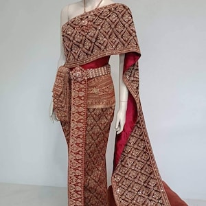 Amazing Thai Chakkri Bridal Dress| Thai/Khmer/Laos| Handwoven fabric| Handmade Embroider| Made to Measure| Personalization avail
