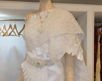 Gorgeous Thai Chakkrabath Bridal Dress| Thai/Khmer/Laos| Handwoven fabric| Handmade Embroider| Made to Measure| Personalization avail