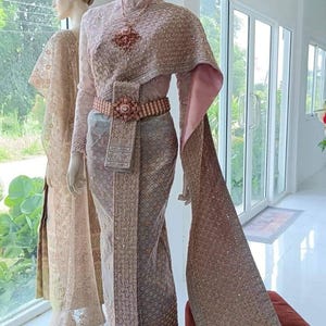 Stunning Thai Sivalai Bridal Dress| Thai/Khmer/Laos| Handwoven fabric+ Lace| Handmade Embroider| Made to Measure| Personalization avail