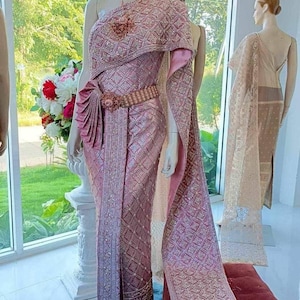 Gorgeous Thai Chakkri Bridal Dress| Thai/Khmer/Laos| Handwoven fabric| Handmade Embroider| Made to Measure| Personalization avail