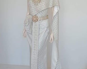 Gorgeous Thai Chakkri Bridal Dress| Thai/Khmer/Laos| Handwoven fabric| Handmade Embroider| Made to Measure| Personalization avail