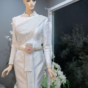 Stunning Thai Sivalai Bridal Dress| Thai/Khmer/Laos| Handwoven fabric| Handmade Embroider| Made to Measure| Personalization avail