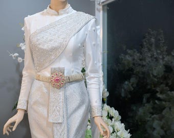 Stunning Thai Sivalai Bridal Dress| Handwoven fabric| Handmade Embroidery| Made to Measure(DDP)