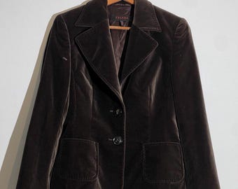 Escada vintage velvet brown blazer,  slim fit feminine retro jacket, 80s jacket, vintage blazer, 90s jacket, Vintage Women&#39;s Jacket
