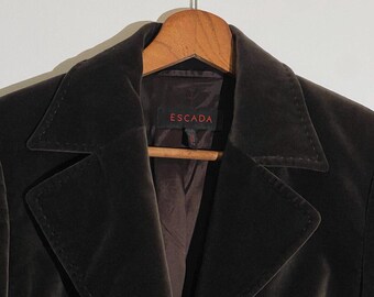 Escada Vintage Brown Velvet Blazer, Slim Fit Retro Jacket - Etsy