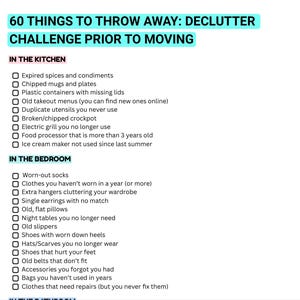 Declutter Challenge Checklist: (moving to-do list; cleaning checklist)
