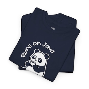 Runs on Java Panda T-Shirt, Pandaze Funny Coffee Programmer Tee, Coworker Gift Shirt