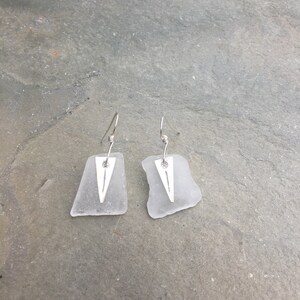 white sea glass earrings with Hill's Tribe charm image 6