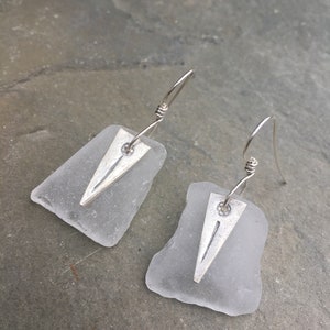 white sea glass earrings with Hill's Tribe charm image 7