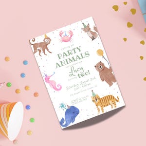 Party Animal Birthday Party Invitation, Digital Template