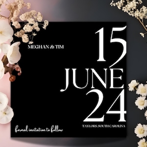 Save the Date, Black and white wedding, Modern wedding, Digital template
