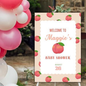 Sweet Little Peach Baby Shower Sign, Welcome Sign, Baby Shower Sign, Digital Template