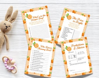 A Little Cutie is on the Way, Little Cutie Baby Shower, Baby Shower Spiele, Digital Template