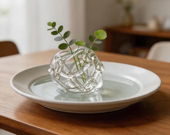 Glass Flower Arranger, Kenzan Floral Holder Pin Frog, Handmade Glass Art Home Table Decor