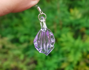 Glass Amethyst Leaf Earrings, Sterling Silver Purple Leaf Drop Earrings, Delicate Glass Art Dangle Earrings, Botanical Jewelry, Gift for Her