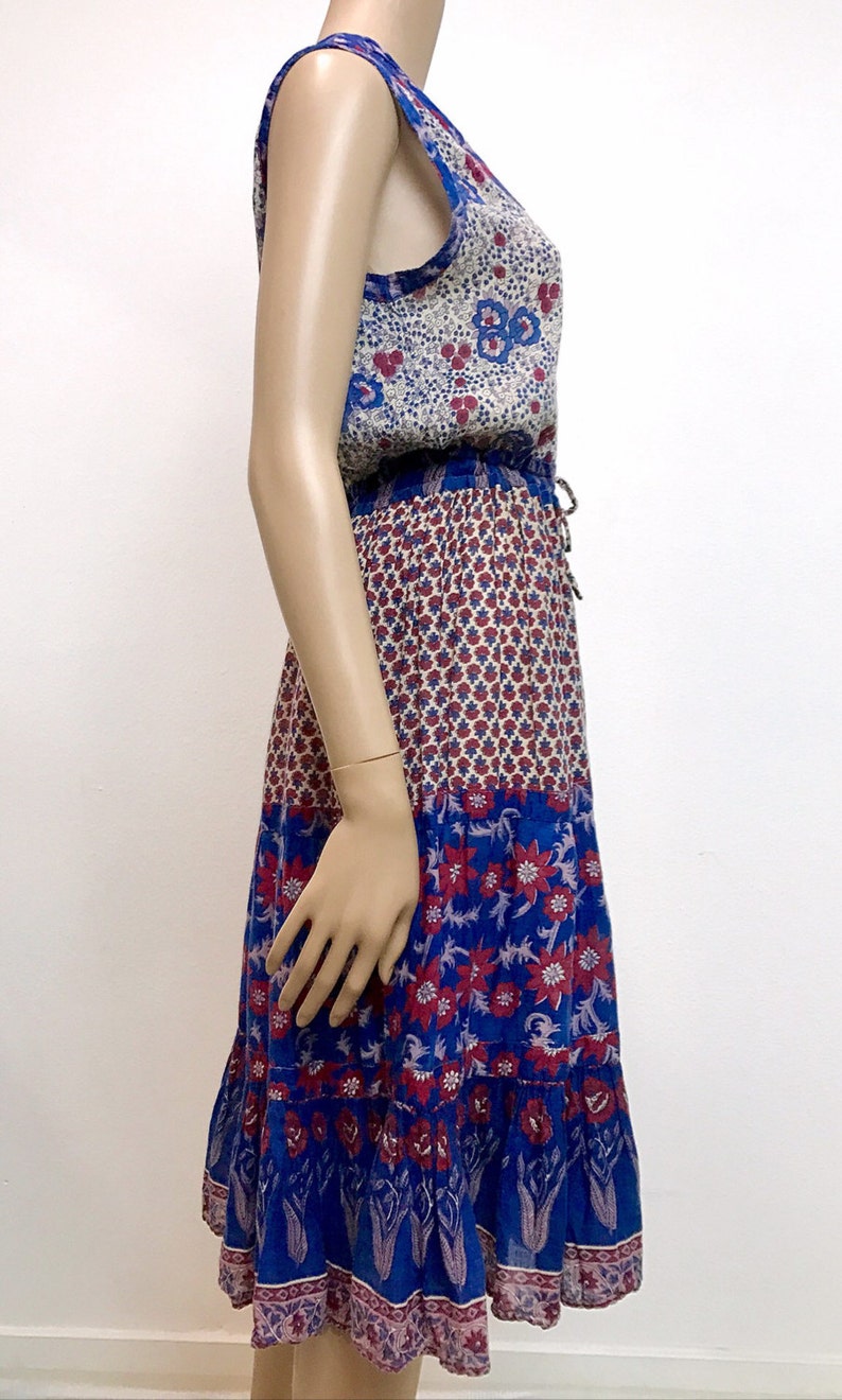 Vtg 70s Indian Cotton Boho Hippie Gauze Gypsy Festival Midi Etsy