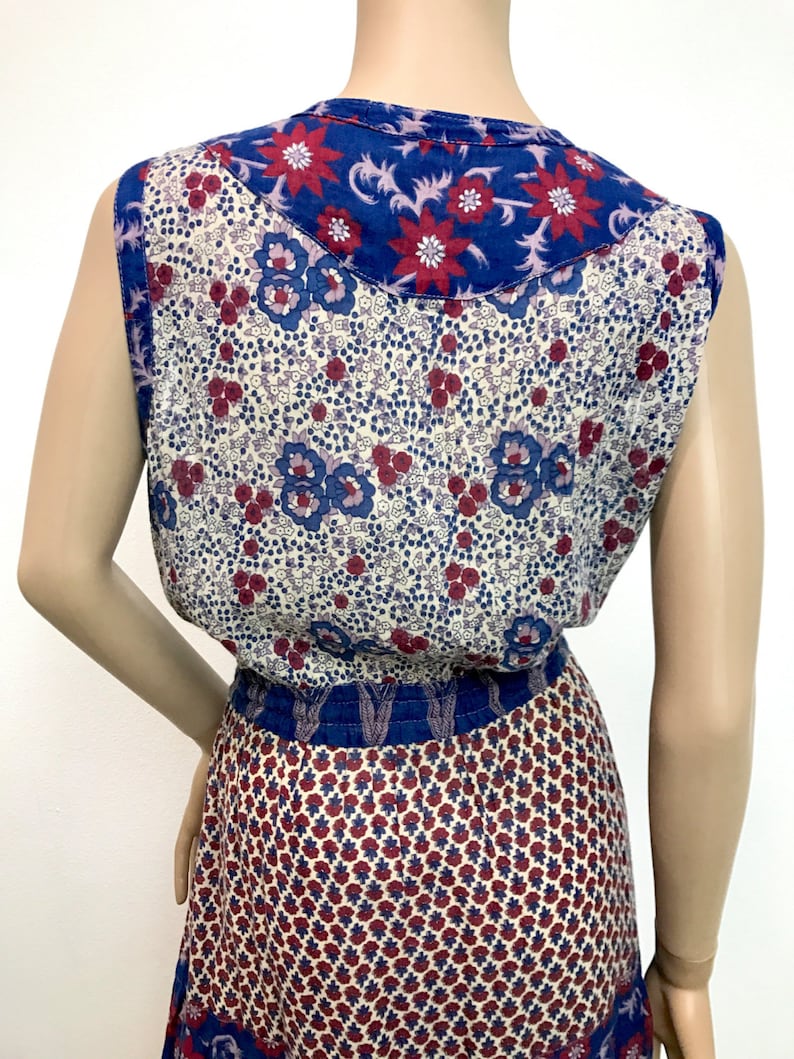 Vtg 70s Indian Cotton Boho Hippie Gauze Gypsy Festival Midi Etsy