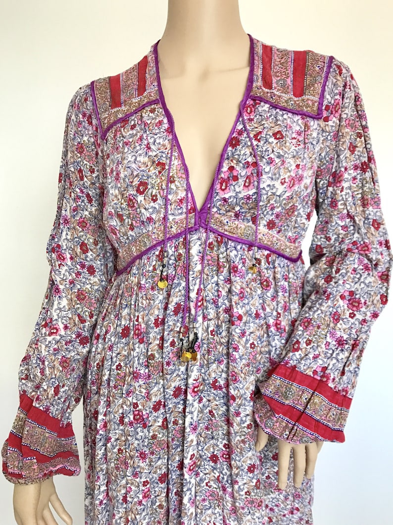 Vintage 70s Indian Cotton Gauze Boho Hippie Gypsy India Ethnic Etsy