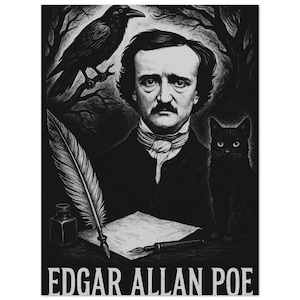 Edgar Allan Poe Poster – Gothic Author Wall Art | Mastermind of Suspense & Horror | 18x24 Classroom Literature Poster or Home Décor