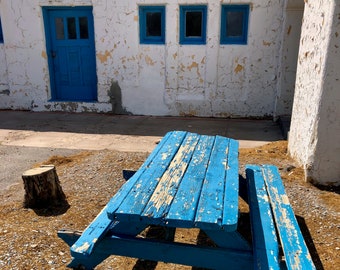 Blue Table, Fine Art Print, 14x14 inkjet print