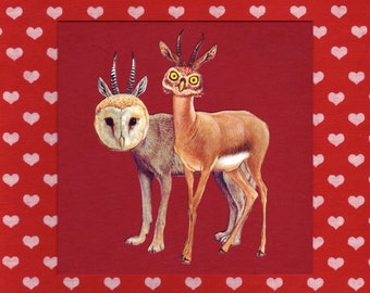 The Odd Couple - Valentine's Day Gift - Animal Art Print