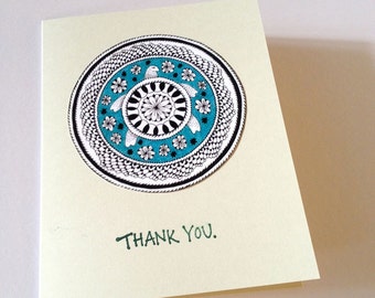 Thank You Cards - Turtle - Mandala - Handmade Stamped Card