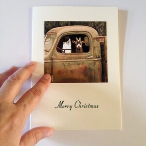 Funny Christmas Card - Goat Truck Driver - Merry Christmas - Handmade Stamped Card