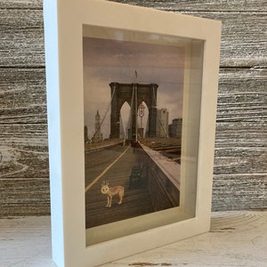 Brooklyn Bridge Art, Owl Art, Surreal Animal Art, New York Art A Walk on the Brooklyn Bridge framed 5x7 print, image 4