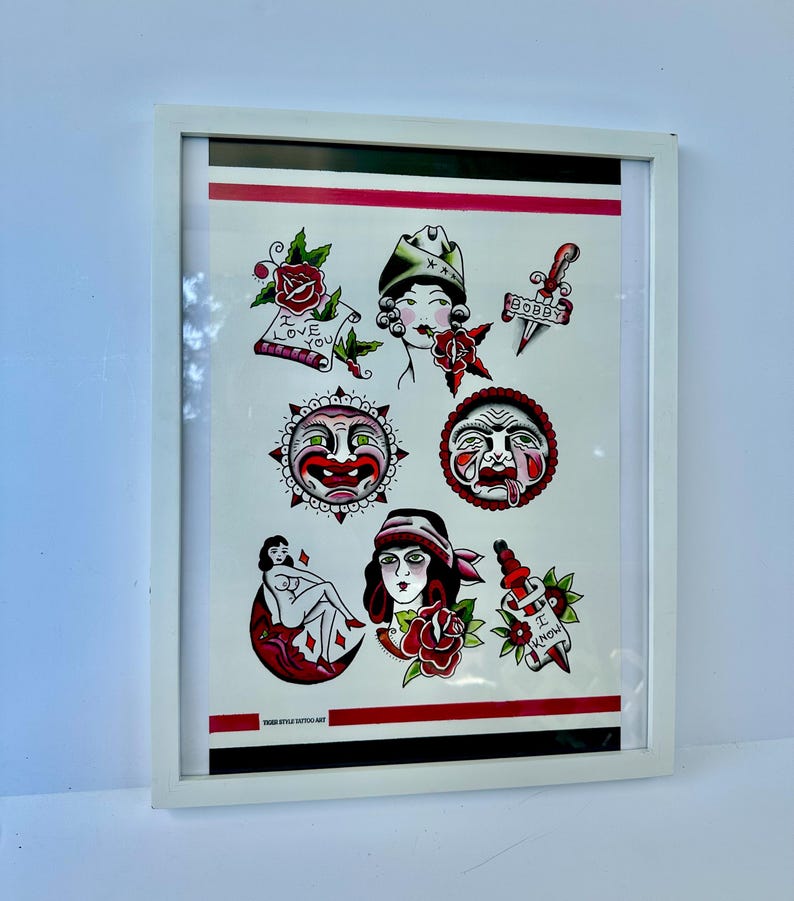Custom American Traditional Tattoo Flash Sheet, Hand Painted - Etsy