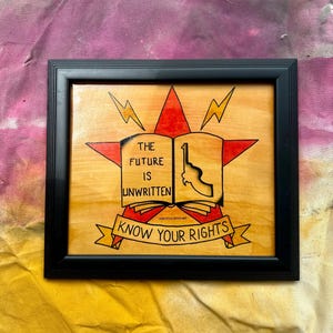Know Your Rights Hand Painted American Traditional Flash, Black 15x5x13.5 Thrifted Frame