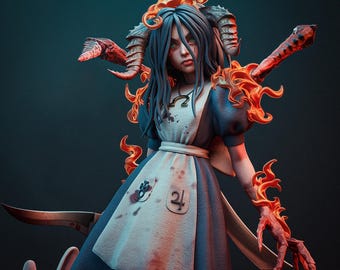 American Mcgee's Alice | 14K | 1:10 Scale | 3d Printed Figure