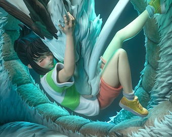 Chihiro & Haku- Spirited Away | 14K | 1:8 scale | 3d Printed figure | unassembled | available painted or unpainted.