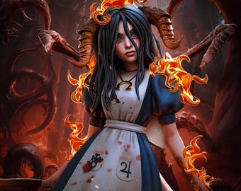 Figura de Alice de American McGee / 14K / Escala 1:10 / Figura impresa en 3D / Sin ensamblar / Disponible pintada o sin pintar.