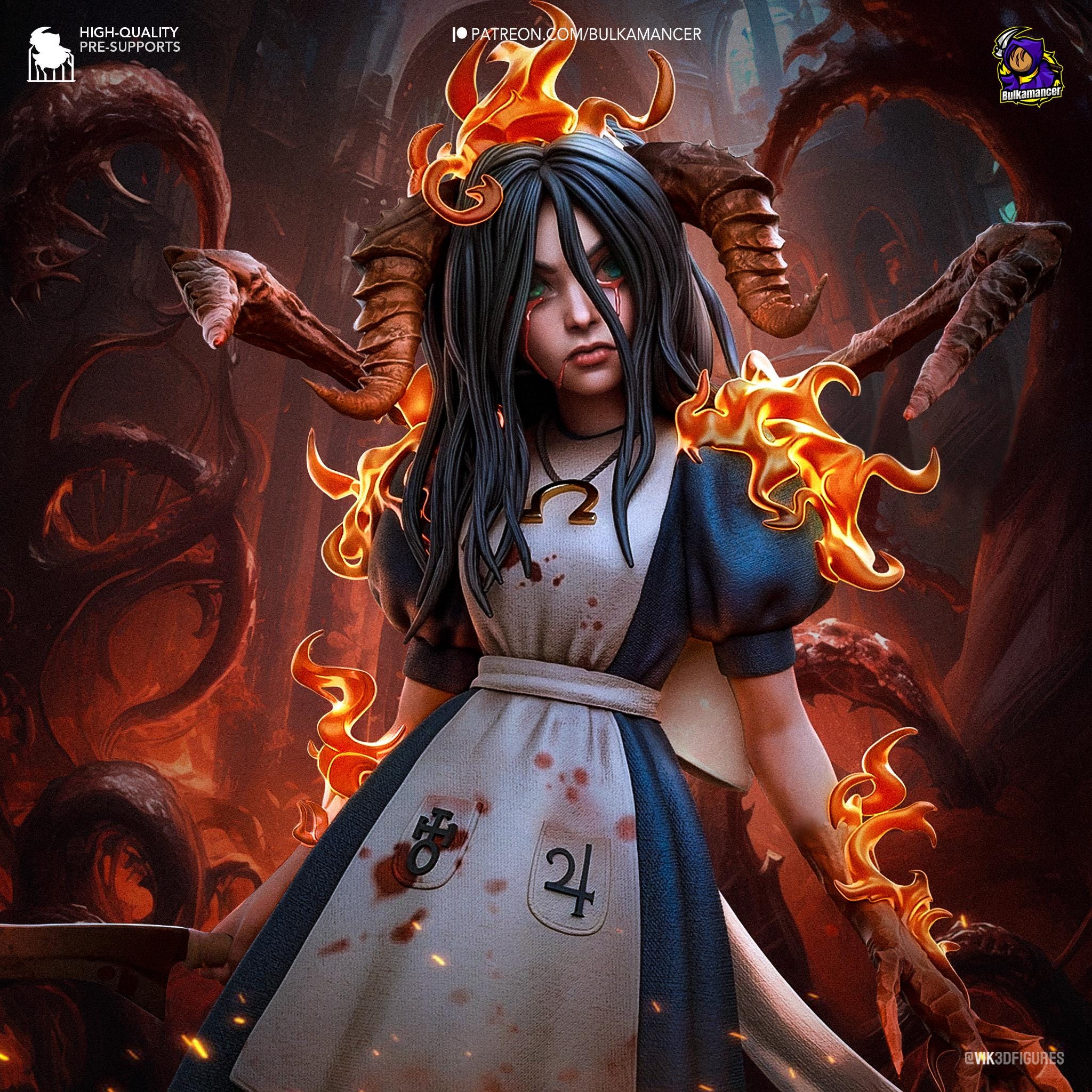 American Mcgee's Alice | 14K | 1:10 Scale | 3d Printed Figure