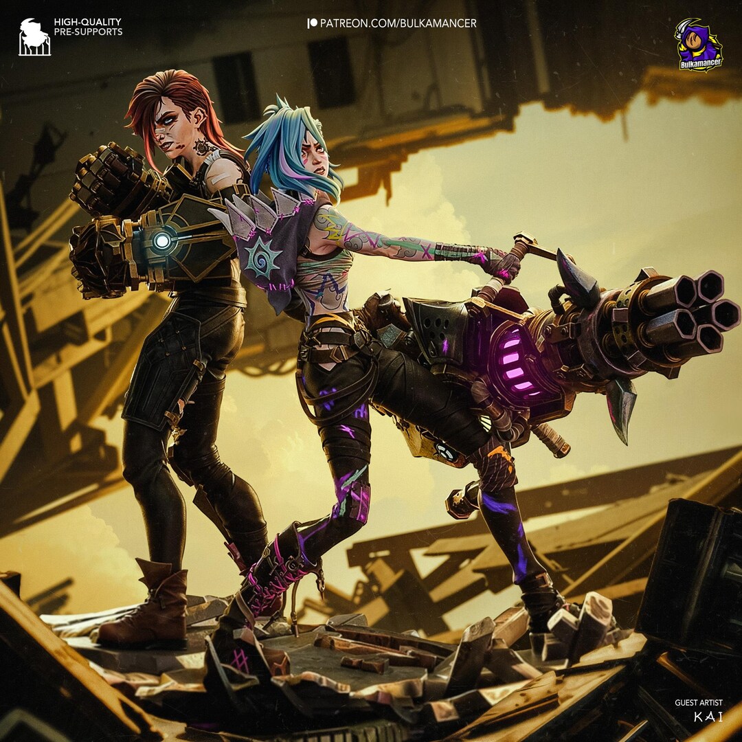 Arcane - Jinx and VI Double Pack| 14K | 1:8 Scale | 3d Printed Figure ...