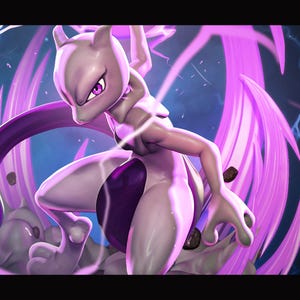 Mewtwo | 14K | 1:10 scale | 3d Printed figure | unassembled | available painted or unpainted.