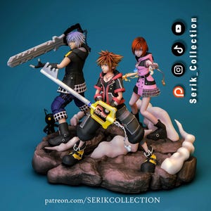 Sora, Riku and Kairi diorama - Kingdom Hearts | 14K | 1:8 scale | 3d Printed figure | unassembled | available painted or unpainted.