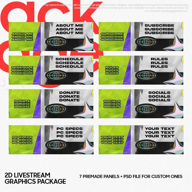 Y2K Overlay Graphics Livestream Package Twitch Retro Grunge Stream ...