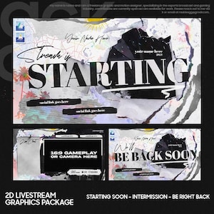 Stream Overlay Grafiken Livestream Paket 2D Design Papier Grunge Art