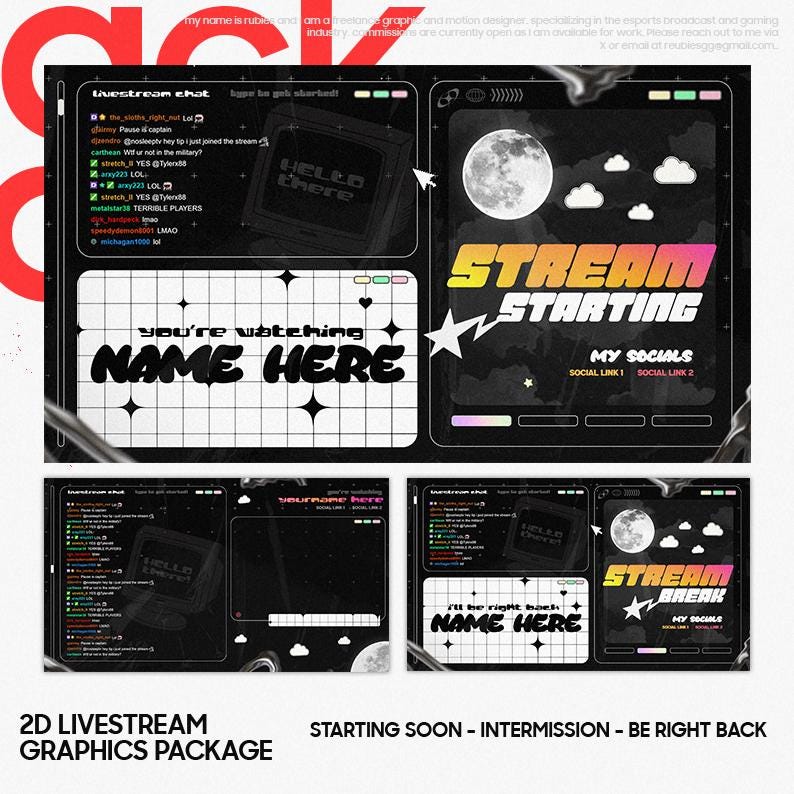 Y2k Animated Stream Overlays Retro Twitch Overlay Chrome Twitch Stream ...