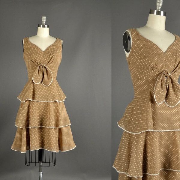 1960s Dress / polka dot day dress / 60s Dress / lace cotton dress