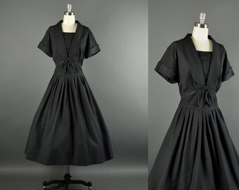 Vintage 1980s Dress / full skirt dress / 80s Dress / sailor nautical dress XL