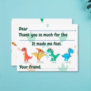 Invulkaartjes voor kinderen, bedankkaart cadeau, dinosaurussen