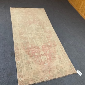 100x150 türkischer handgemachter Läufer, Läufer für Flur und Küche, Oushak Läufer, Geometrischer Küchenläufer, Wollteppich, 100 x 150 cm