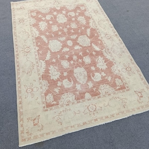 4x6,Oushak Rug,Vintage Rug,Red White Rug, Rug,Turkish Rug,Handmade Rug,Livingroom Rug,Entryway Rug,Kitchen Rug,Mini Rug,Decor Rug,4x6
