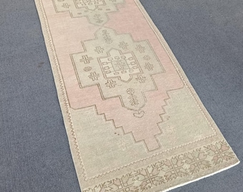 3x8 Oushak Wool Runner Rug: Handmade Turkish Hallway Carpet (2.6x7.6 ft)